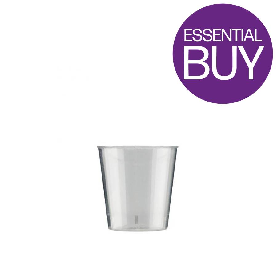 Plastic Shot Glass 25ml CA Marked to Brim (x1000)