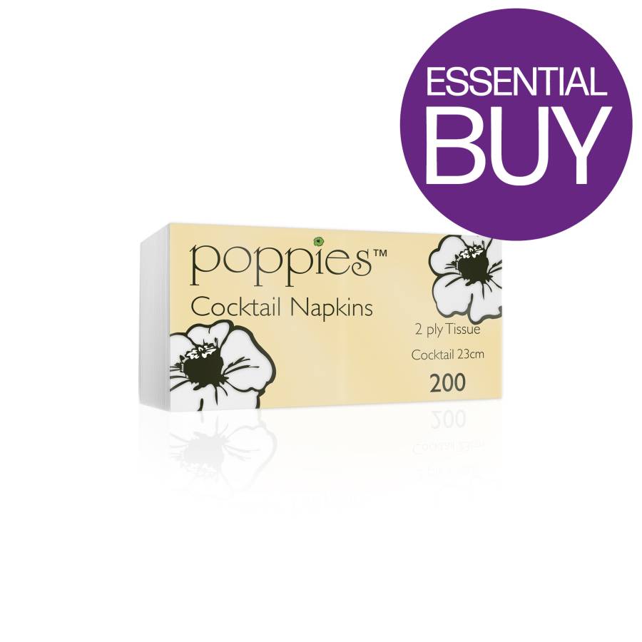 Cocktail Napkin 24cm 2 Ply White (x4000)