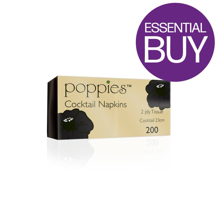 Cocktail Napkin 24cm 2 Ply Black (x4000)