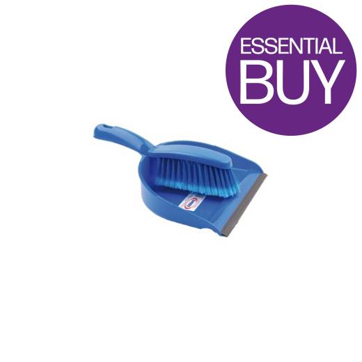 Dustpan & Brush Set Soft Bristles Blue