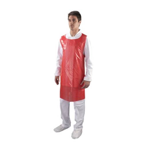 Disposable Aprons 27x42in Flat Pack 16mu Red  (x100)