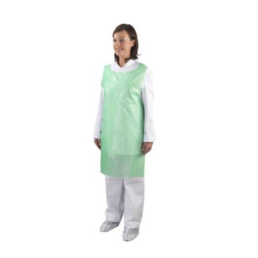 Disposable Aprons 27x42in Flat Pack 16mu Green (x100)