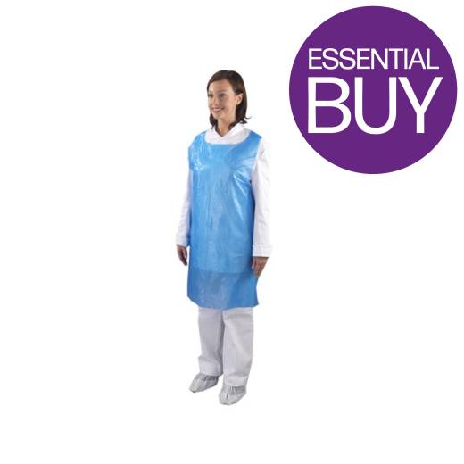 Disposable Aprons 27x42in Flat Pack 10mu Blue (x100)