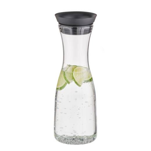 APS Glass Carafe with Silicone Stopperand Auto Open Stainless Steel Cover 1L