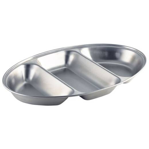 Stainless Steel 3 Division Oval Vegatable Dish 14"