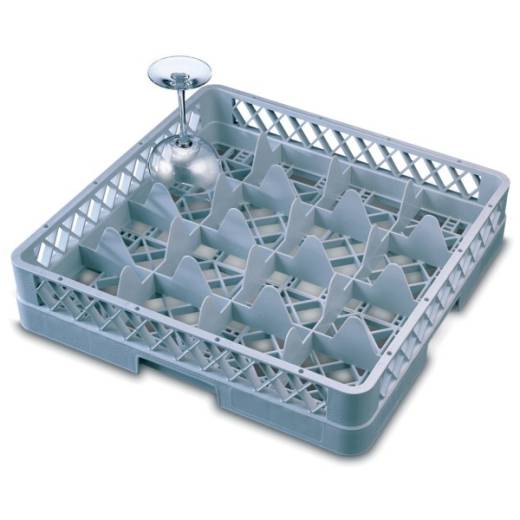 Genware 16 Compartment Glass Rack with 2 Extenders