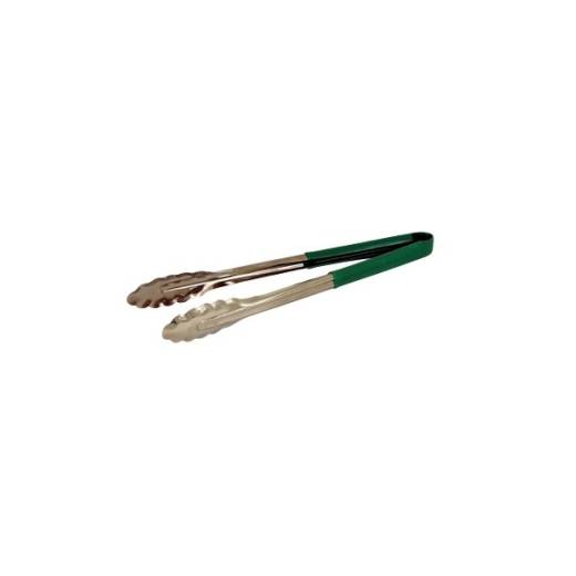 Genware Colour Coded Stainless Steel Tong 31cm Green
