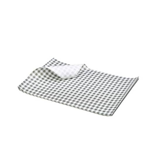 Greaseproof Paper Sheets Black Gingham 25x20cm (x1000)