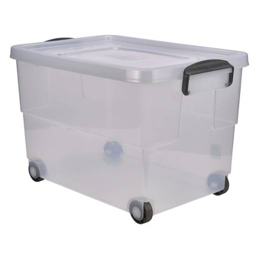 Storage Box with Clip Handles & Wheels 60L