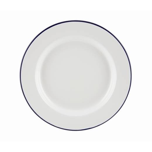 Enamel Wide Rim Plate White/Blue 26cm