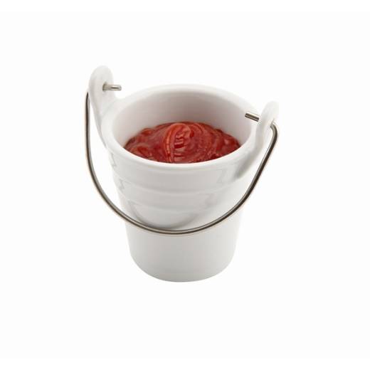 Porcelain Bucket Stainless Steel Handle 10cl (x6)