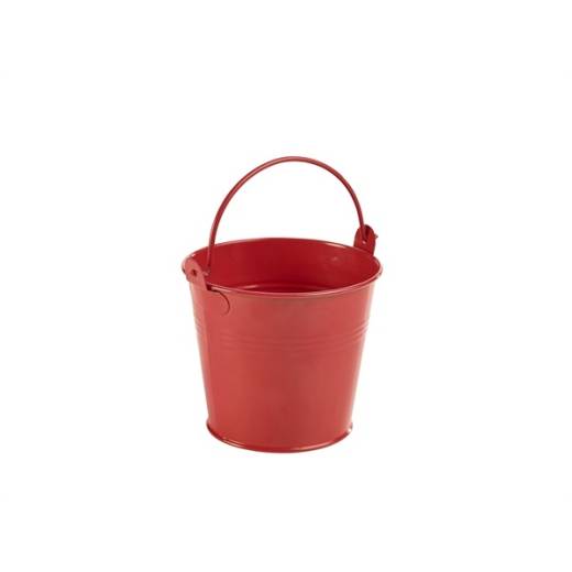 Galvanised Steel Serving Bucket 10cm Red (x12)