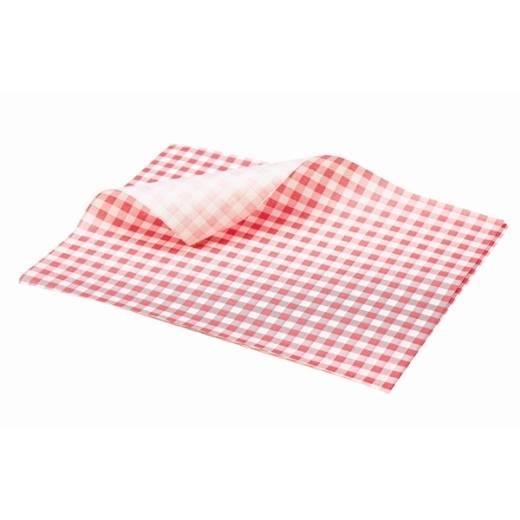 Greaseproof Paper Sheets Gingham Print Red 25x20cm (x1000)