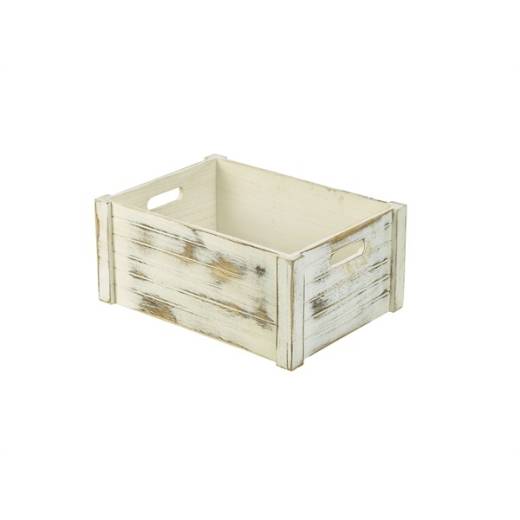Wooden Crate White Wash Finish 41x30x18cm