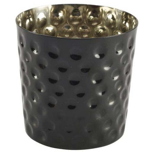 Stainless Steel Serving Cup Hammered 8.5 x 8.5cm Black (x12)