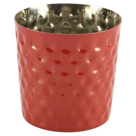 Stainless Steel Serving Cup Hammered 8.5 x 8.5cm Red (x12)