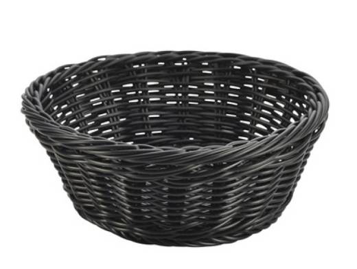 Black Round Polywicker Basket 21 x 8cm (x6)