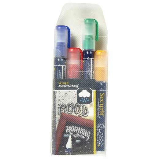 Waterproof Chalk Markers 4 Colour Pack (R/G/Y/Bl) Medium