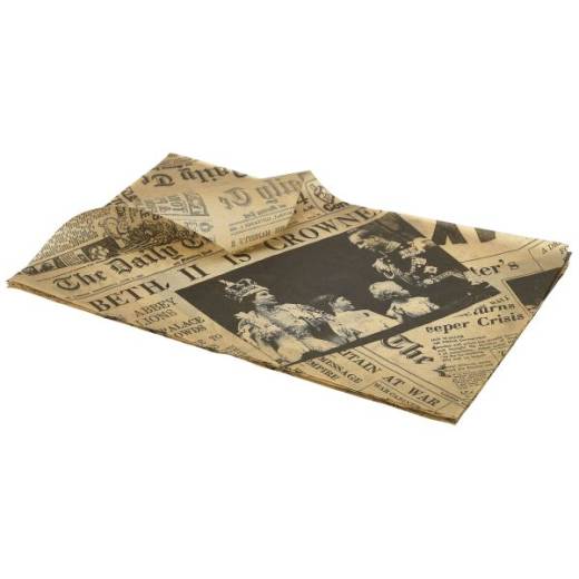 Greaseproof Paper Sheets Brown Newsprint 35x25cm (x1000)