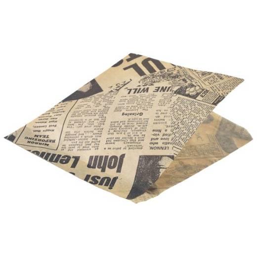 Greaseproof Paper Bags Brown Newsprint 17.5x17.5cm (x1000)
