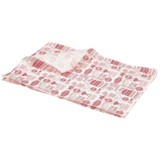 Greaseproof Paper Sheets Red Steak House Design 25x35cm (x1000)