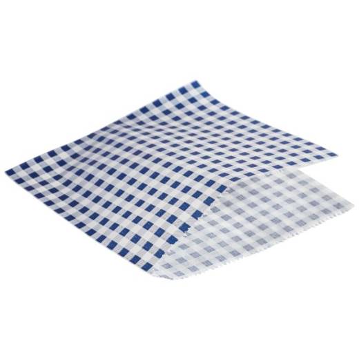 Greaseproof Paper Bags Blue Gingham Print 17.5 x 17.5cm (x1000)