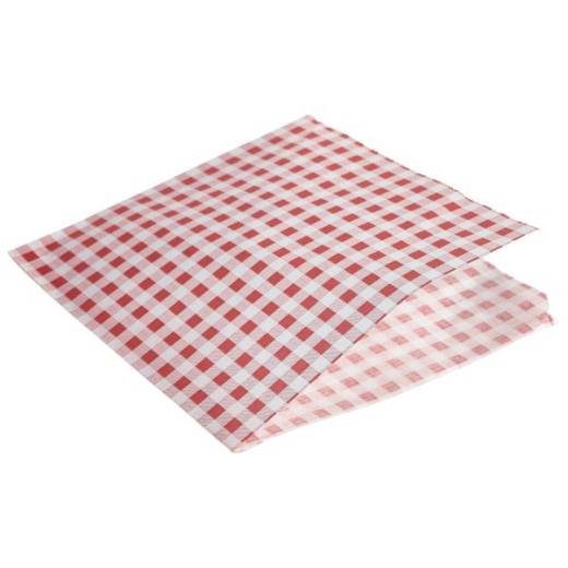 Greaseproof Paper Bags Red Gingham Print 17.5 x 17.5cm (x1000)