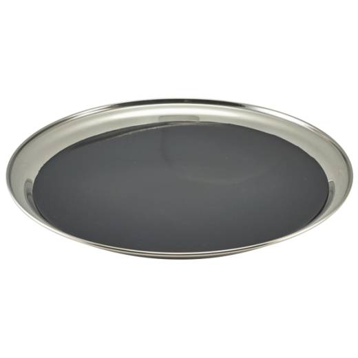 Non Slip Stainless Steel Round Tray 12in