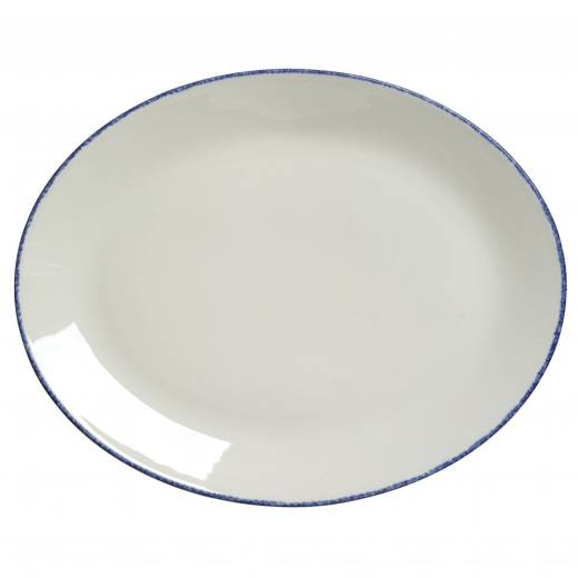 Blue Dapple Oval Plate 28cm/11in (x12)