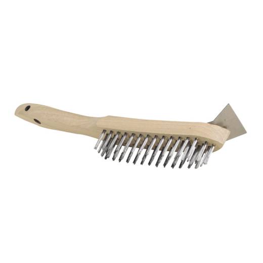 Wire Scratch Brush Stainless Steel 4 Row with Scraper