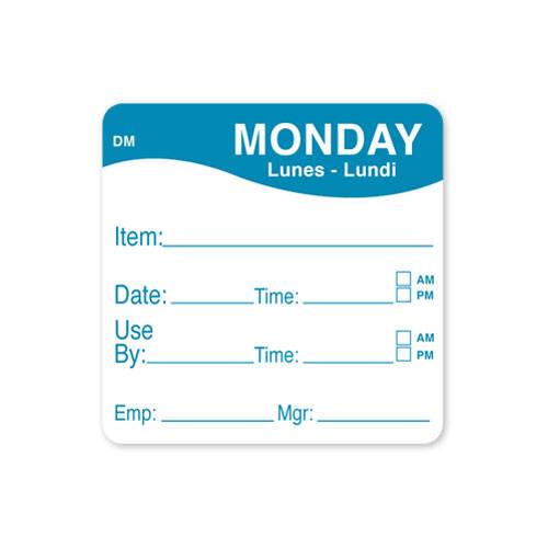 Dissolvable/Biodegradeable Day Of The Week Label 51x51mm Mon (x250)