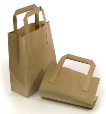Kraft External Handle Brown SOS Bag Small Recycled 7.5x10.5x8in (x250)