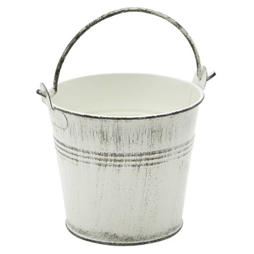 Galvanised Steel Serving Bucket 10cm White Wash (x12)