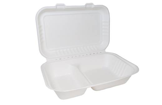 Edenware Bagasse Clamshell Large 9x6in - 2 Compartment (x250)
