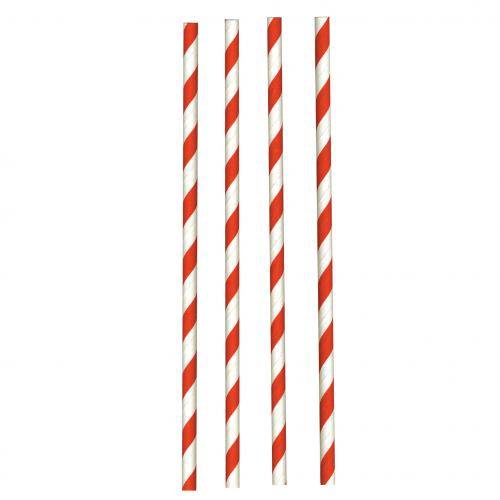 Paper Straw Red/White Barber 200x6mm (x250)
