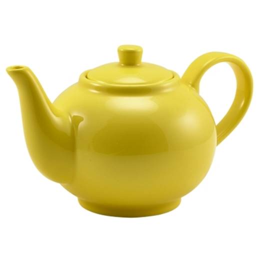 Genware Porcelain Yellow Teapot 45cl/15.75oz (x6)