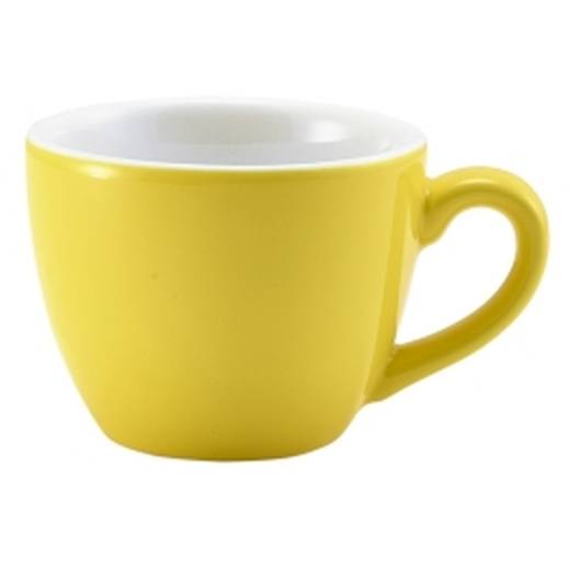 Genware Porcelain Yellow Bowl Shaped Cup 9cl/3oz (x6)