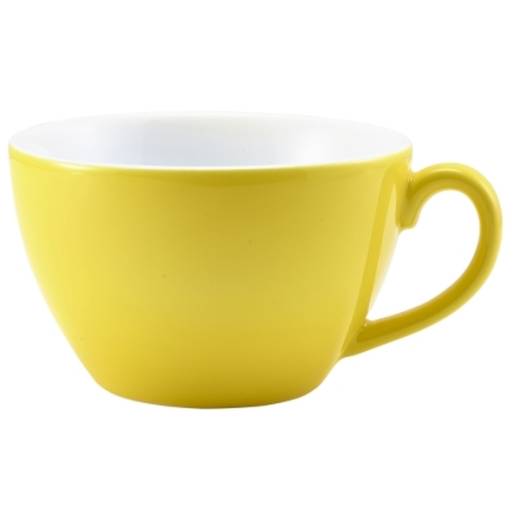 Genware Porcelain Yellow Bowl Shaped Cup 34cl/12oz (x6)