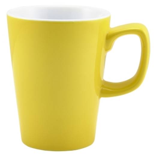 Genware Porcelain Yellow Latte Mug 34cl/12oz (x6)