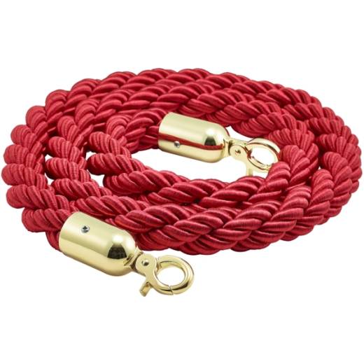 Barrier Rope Red- Brass Plated Ends