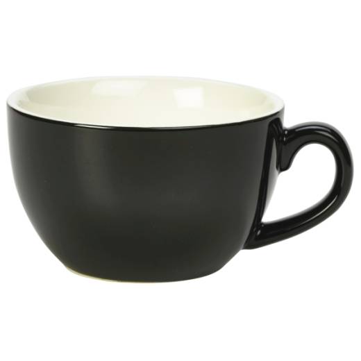 Genware Porcelain Black Bowl Shaped Cup 17.5cl/6oz (x6)