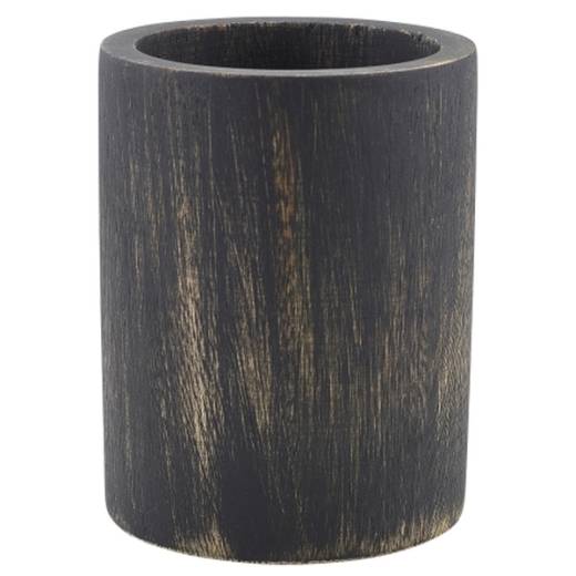 GenWare Cutlery Cylinder Black Wash Acacia Wood