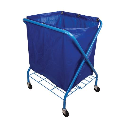 Folding Waste Cart with Blue Vinyl Bag 51x71x91cm