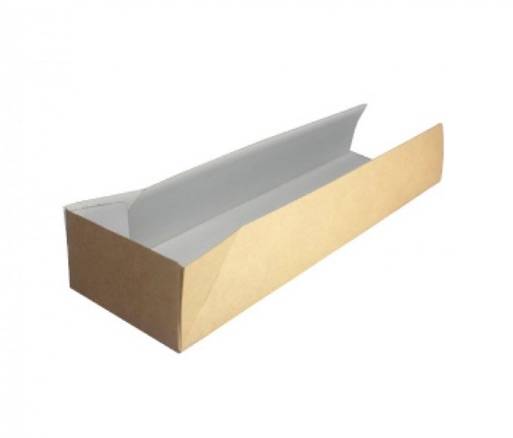 Kraft Open Ended Baguette/Hot Dog Tray 240x70x40mm (x500)