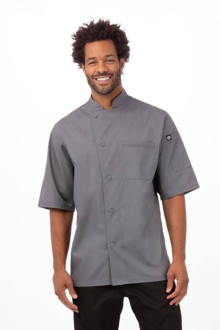 Valais Chefs Jacket Short Sleeve Cool Vent Grey/Black XLarge