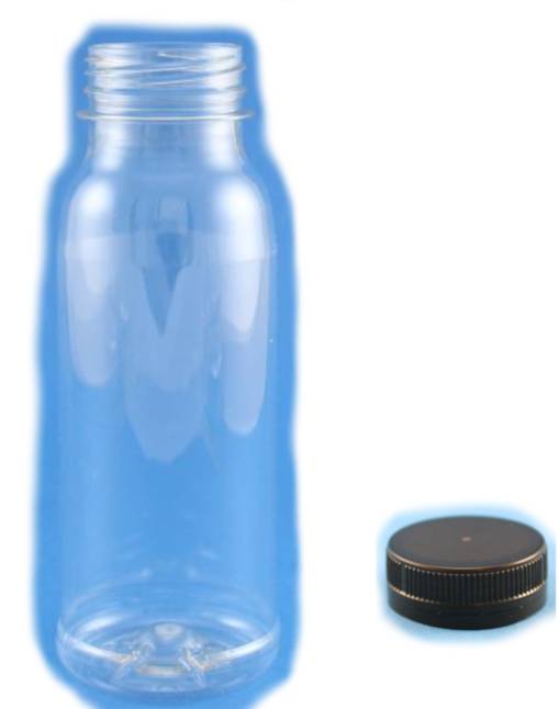 Clear PET Smoothie Bottle 250ml with Black Lids (x150)