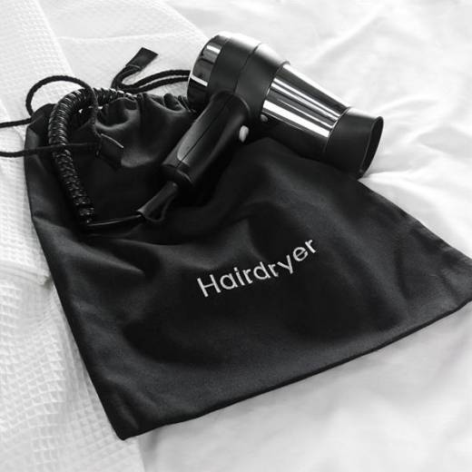 Black Cotton Drawstring Hairdryer Bag