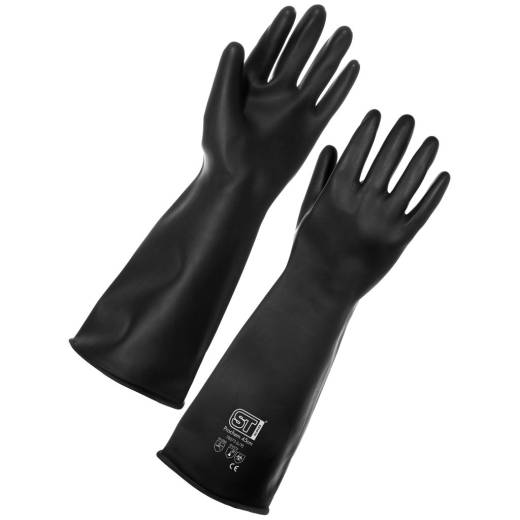 Industrial Black Heavy Duty Rubber Gloves (x12)