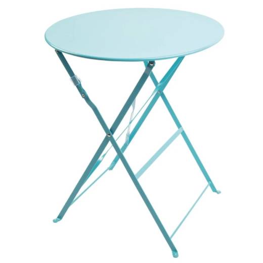 Bolero Pavement Style Round Steel Table Seaside Blue 595mm