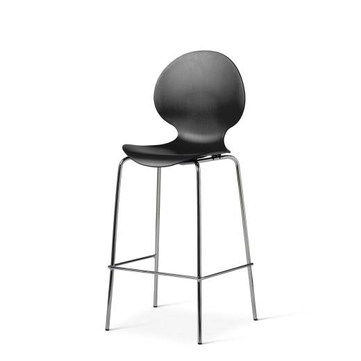 Jovi Bar Chair - Polypropylene Shell with Chrome Legs Black